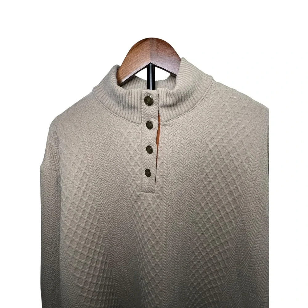 Cross & Crown Classic High Collar Knit Pullover Sweater – Men's Size XXL (Beige)